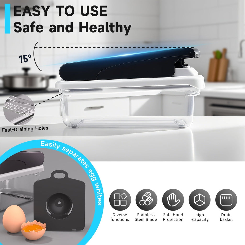 Aonhom Vegetable Chopper Food Slicer, 15 in 1 Multi-Function Food Chopper for Onion, Veggie, Cheese Grater, Vegetable... - Image 4