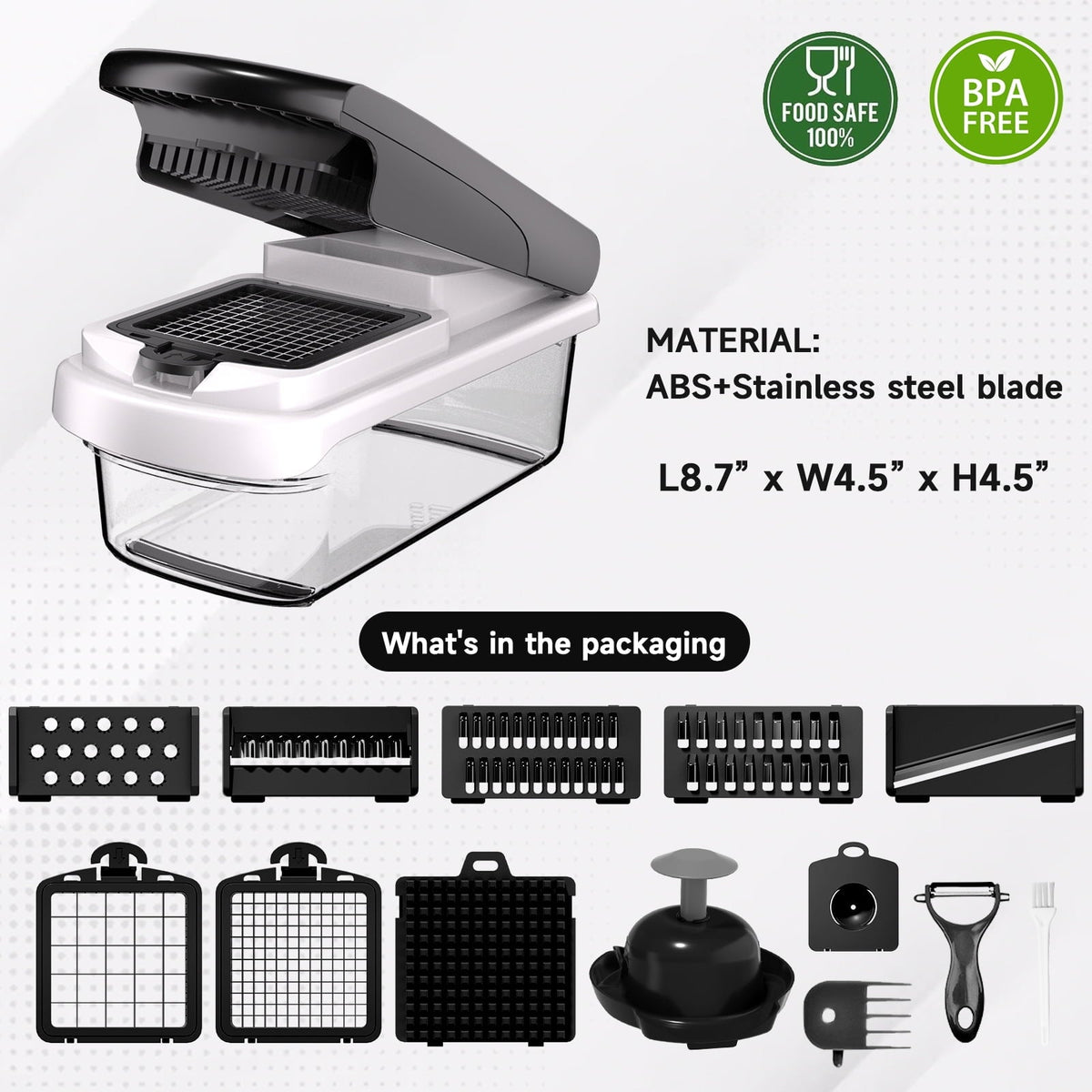 Aonhom Vegetable Chopper Food Slicer, 15 in 1 Multi-Function Food Chopper for Onion, Veggie, Cheese Grater, Vegetable... - Image 3