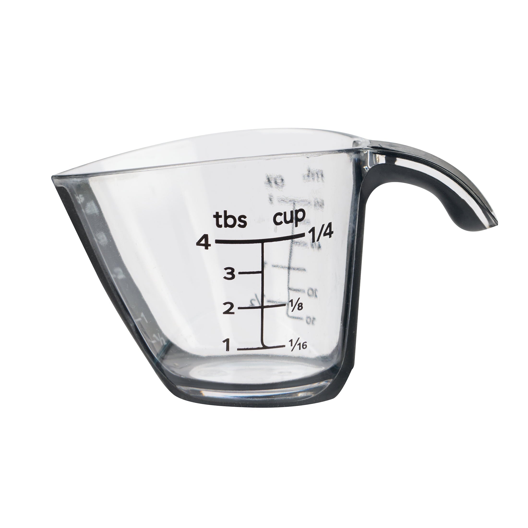 Mainstays 1/4C Plastic Mini Measuring Cup, Black/Transparent